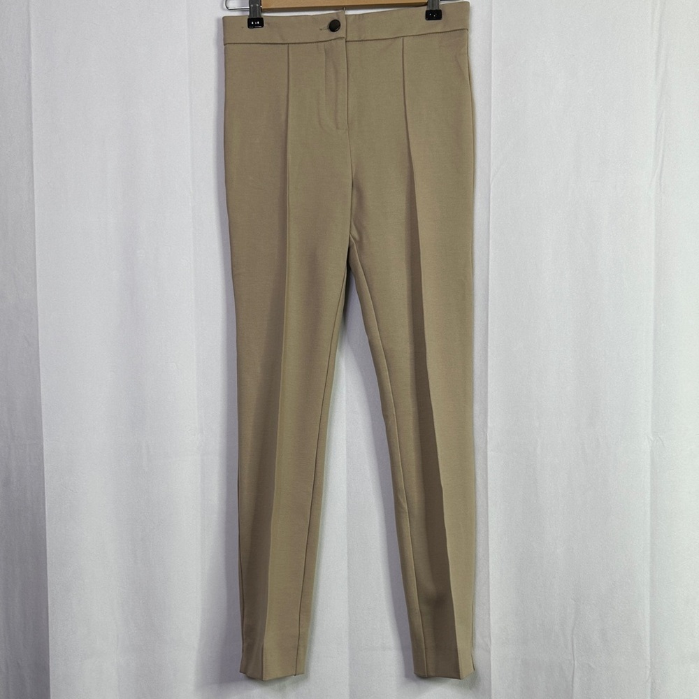 MNG Pleated Front Back Pockets Stylish Tan Dress Pants
